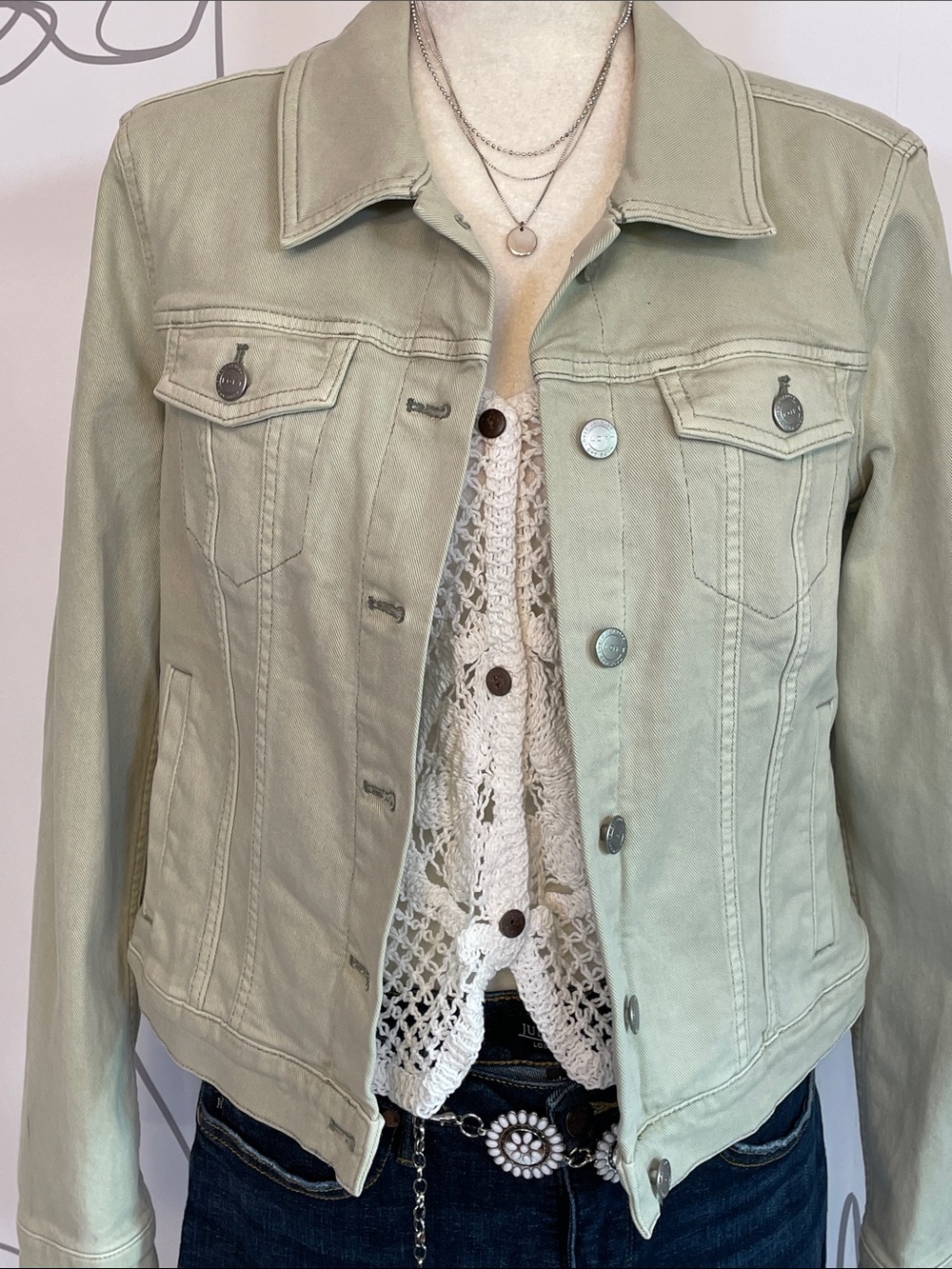 LOFT Light Sage Green Denim Jacket size S